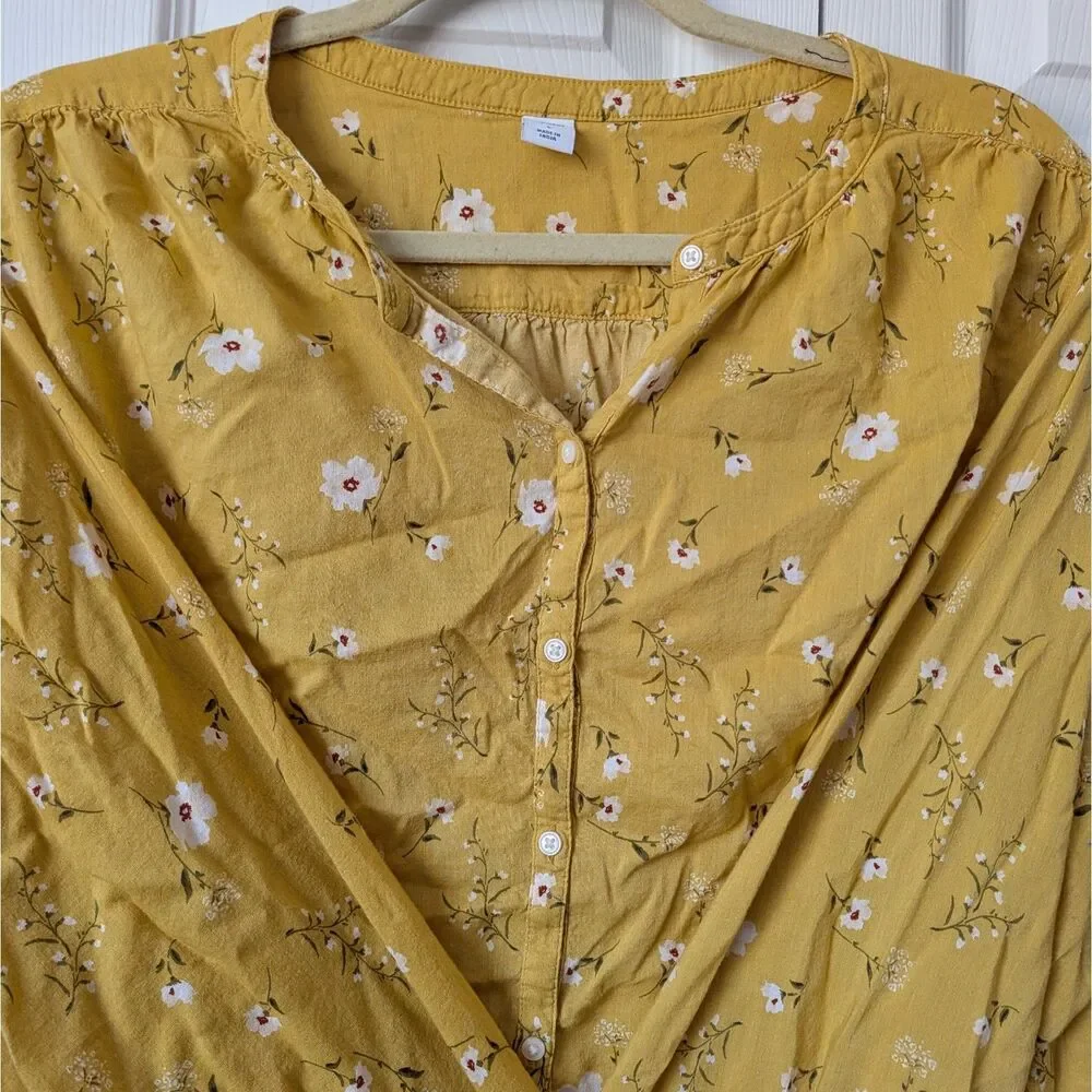Old Navy Floral-Print Poet Blouse Top Large Indie Boho Festival Peasant Cottage